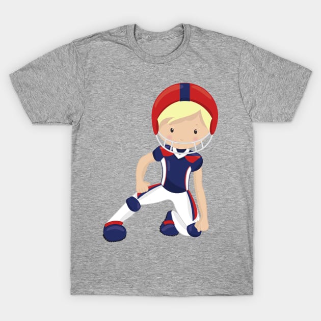 American Football, Cute Boy, Blond Hair, Rugby T-Shirt by Jelena Dunčević